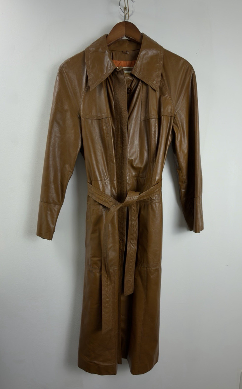 Suburban Heritage 100% Leather Trench Coat Belted